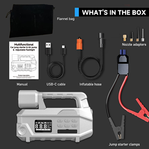 Démarreur de secours 12V 10000mAh avec pompe à air 150psi, démarrage puissant pour moteurs diesel jusqu'à 12,0L, gonfleur de pneus numérique sans fil - Product Image 6