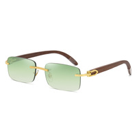 Lunettes de soleil carrées sans monture Fashion Men Women Shades Uv400 Retro Buffalo Horn Luxury Brand Designer Glasses