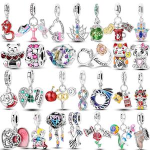 MULA Charms Plata De Ley 925 Silver Rose Colorful Zircon Charms Beads Pendant Fit Original Bracelet Children's Anniversary DIY - Product Image 1