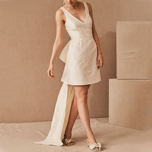 Robe De soirée <span class=keywords><strong>Chic</strong></span> sans manches pour femmes, tenue De soirée Vintage, col en V, avec gros nœud - Product Image 2