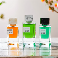 Flacon de parfum en verre transparent de conception classique, élégant, rectangulaire, avec base épaisse, 50 ml, 100 ml, flacon de parfum carré avec couvercle en résine