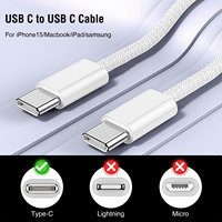 Cable USB-C a USB-C de 2 Metros (6.6 Pies) con Trenzado de Nailon, Carga Rápida de 100W y Transferencia de Datos de 10Gbps para Laptop, iPhone y Samsung, Compatible con Video 4K