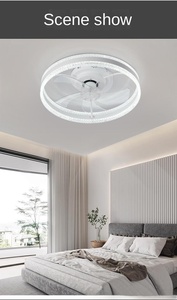 Ventilador de techo simple y moderno, luces Led, ahorro de energía creativo, sala de estar, dormitorio y comedor, luces de ventilador tricolor de 5 hojas - Product Image 2