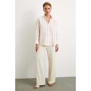 Chemise en modal rayée pour femme, chemisier décontracté en popeline à boutons, pour tous les jours - Product Image 5