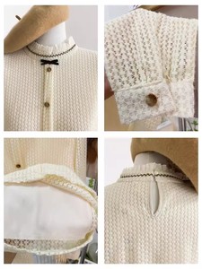 S-XL nœud papillon en <span class=keywords><strong>bois</strong></span> bord <span class=keywords><strong>d</strong></span>'oreille col debout chemise en dentelle chemise à manches longues sous-couche petit haut - Product Image 4