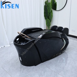 Lit de massage Kisen à prix réduit pour salon de beauté, soin du cuir chevelu, blanc/noir, avec lumière LED - Product Image 6