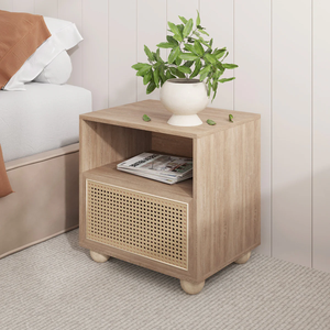 Mesita de Noche Clásica de Madera Maciza Hecha a Mano con Doble Cajón de Almacenamiento, Mueble Premium para Interiores de Dormitorios Modernos y Lujosos - Product Image 3