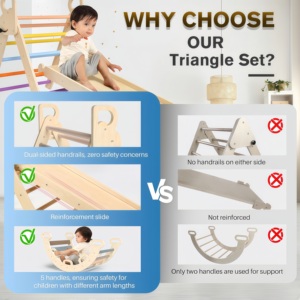 2026 8-in-1 Wooden Pikler Triangle Climbing Set Toddler Toys Indoor Baby Jungle Gym Montessori Climber Playground for Kids - Product Image 5
