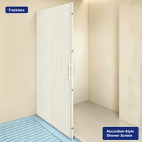 Cortina de Ducha Magnética Plegable de 51 Pulgadas, Sin Rieles, Sin Perforaciones, Tejido de Punto, Impermeable, Diseño de Panal, Separador para Hogar y Hotel