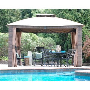 Gazebo extérieur En Polycarbonate Kaki Métal Jardin D'auvent de <span class=keywords><strong>Belvédère</strong></span> Avec Table - Product Image 1