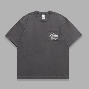 T-shirt unisexe en coton épais 320G, coupe ample, effet vintage, avec poches plaquées, haute qualité, pour homme - Product Image 6