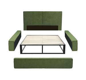 Tempat Tidur Modern Berlapis Kain Empuk Tanpa Bingkai Kayu dengan Sandaran Kepala, Dikemas Vakum - Product Image 4