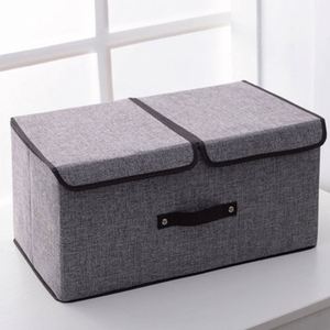 Fabric Storage <b>Bins</b> Cube High Quality Linen Foldable Storage Box Organizer with <b>Lids</b> and Handles - Product Image 4