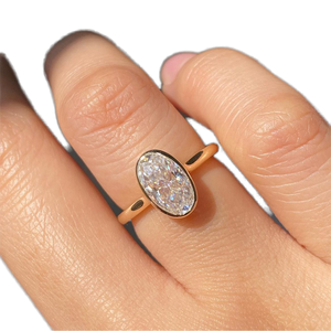 925 Sterling <b>Silver</b> Zircon <b>Solitaire</b> Oval Cut <b>Ring</b> Elegant <b>Ring</b> With Bezel Setting Wedding Engagement <b>Ring</b> Original <b>Silver</b> Wear - Product Image 1