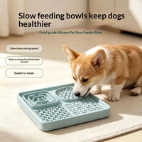 Tapis d'alimentation lente en silicone pour animaux de compagnie, le plus vendu, qualité alimentaire, pour chiens, design quadrillé, anti-étouffement, accessoire d'alimentation pour animaux