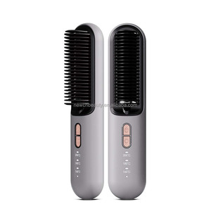 Cepillo Alisador <span class=keywords><strong>de</strong></span> Cabello 2 en 1, Inalámbrico, Calentamiento Rápido, Portátil, Rizador Caliente, Carga USB - Product Image 1