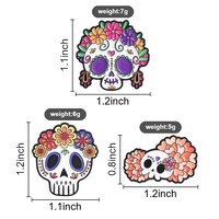 Broche émaillée motif crâne de sucre floral, style mexicain Jour des Morts, badge de revers pour Halloween, décoration pour vêtements et sacs à dos, cadeau