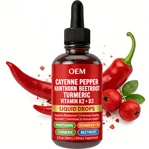 Gotas <span class=keywords><strong>de</strong></span> Pimienta Cayena con Soporte OEM, Suplementos Líquidos <span class=keywords><strong>de</strong></span> Pimienta Cayena, Espino Blanco, Remolacha, Cúrcuma, Vitamina K2+D3 - Product Image 1