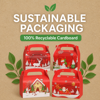 Boîte cadeau pomme pour la veille de Noël, pochette en papier pour bonbons, boîte portable avec poignée, logo personnalisé imprimé, emballage pour friandises de Noël, OEM ODM
