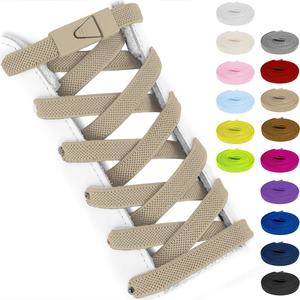 Cordones Elásticos Sin Atar con Cierre de Presión para Zapatillas Deportivas, para Niños y Adultos, Anchos, Planos, Coloridos, con Hebilla de Metal, Sin Atar - Product Image 1