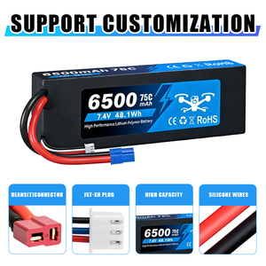 2S 7,4V 6500mAh 75C Semi-Solid-State RC-Autobatterie Hochleistungs-Hartschalenakku für 1/10 Modelle - Kompatibel mit TRX EC3 Anschlüssen - Product Image 4
