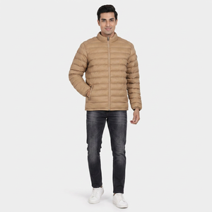 Vestes d'hiver matelassées pour hommes à prix de gros, en toile, col montant, logo frontal, imperméables, épaisseur standard, pour l'extérieur - Product Image 1