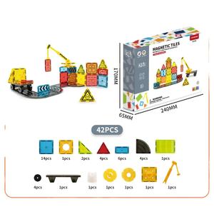 חם מכירה 42 pcs בניין diy בלוקים להגדיר עגורן מגנטי מסלול צעצועים לילדים עשויים פלסטיק, abs מאושר על ידי en71 cpc - Product Image 2