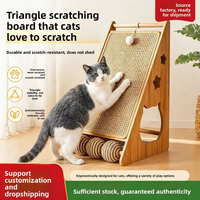 Jouets pour chat : Griffoir en sisal vertical triangulaire, durable, résistant aux morsures, sans fibres détachées, avec balle amovible