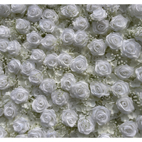 Dinding Bunga Pernikahan 8ft X 8ft, Dekorasi Dinding Bunga Buatan Mawar Putih Hydrangea Baby Breath Putih