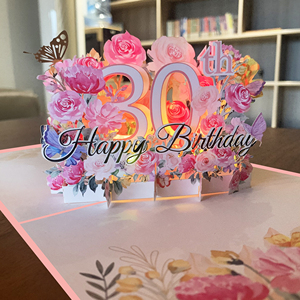 3D Pop Up LED ánh sáng Hạnh Phúc sinh nhật kỷ niệm Thiệp mời với âm nhạc laser cắt sang trọng thiệp chúc mừng Thẻ quà tặng giấy - Product Image 5