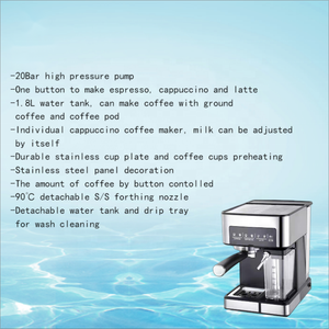 Thema 20bar hơi nước sữa bọt đa chức năng 2in1 cảm biến cảm ứng bán tự động espresso Máy pha cà phê Maker với hộp sữa - Product Image 3