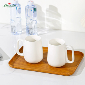 Matte Ceramic Mug With Square <b>Loop</b> Handle 430ml Modern Coffee Cup Custom Logo For Hotel Restaurant Wholesale - Product Image 4