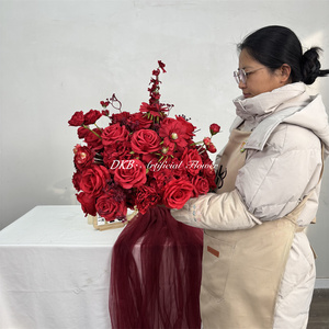 Suministros de adornos para bodas, bolas de flores rojas artificiales, centros de mesa, decoración de mesa, bolas florales artificiales - Product Image 4