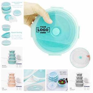 Blue <b>Collapsible</b> Silicone Lunch Box Single Compartment Freshness Preservation Food <b>Storage</b> Container for Food Packaging - Product Image 1