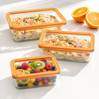 Boîte à lunch empilable en verre borosilicate trempé sans BPA, approuvée LFGB, avec couvercles étanches, compatible micro-ondes et chauffable