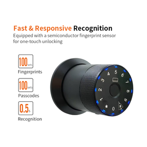 智能双面管状圆柱形价格调节旋钮门锁卧室门把手锁带指纹功能 - Product Image 4