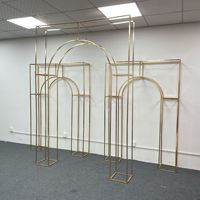 Arche carrée dorée en fer électroplaqué pour toile de fond de mariage, écran de scène et zone d'accueil