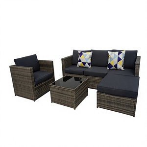 Made in Vietnam Modern Classic All-Weather Rattan Sofa Set KD Steel Frame with Cushions for Garden Outdoor Patio Leisure - Product Image 1