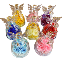 Boîte carrée de roses séchées et préservées, fleurs éternelles sous verre, cadeau pour anniversaire, fête des mères, femme, mère