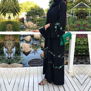 2025 thiết kế mới mở abaya Đen Arabic sang trọng thủ công ngọc trai thêu mở abaya - Product Image 6