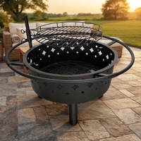 Barbecue au charbon de bois avec design ajouré, brasero amovible, foyer de table pour camping extérieur avec grille de barbecue