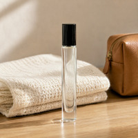 Flacon roll-on en verre transparent rond de luxe de 10 ml avec base très épaisse