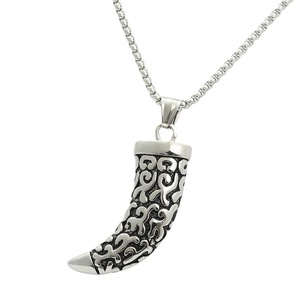 Pendentif en acier inoxydable en forme de dent de tigre, collier punk rétro pour homme, design géométrique en forme d'animal 280451 - Product Image 5