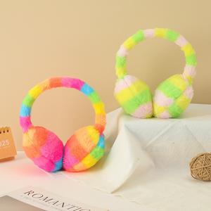 新しい冬虹ウサギの髪紫流砂猫耳パイナップルプリント暖かい100% ポリエステル熱転写プリントイヤーマフ - Product Image 4