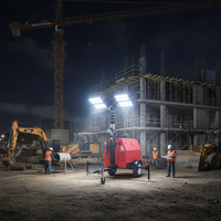 Tour d'éclairage mobile à LED sur remorque diesel personnalisée en usine avec moteur Kubota