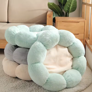 Cama de Lujo para Perros de Diseño, Acogedora Cama de Piel Sintética para Gatos con Forma de Cueva y Elemento Calefactor de Flores, Camas para Mascotas al por Mayor para Todas las Estaciones - Product Image 1
