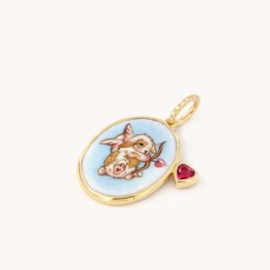 Nuevo Collar con Colgante <span class=keywords><strong>de</strong></span> Conejo Guardián del Tarot, Estilo Dibujos Animados, Pintado, con Conejo Admira-Lunas, Ángel Conejo y Corazón Rojo - Venta Directa <span class=keywords><strong>de</strong></span> Fábrica - Product Image 4