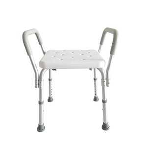 Silla de ducha para baño de aleación de aluminio para niña, con reposabrazos, altura ajustable, para ancianos y discapacitados, color blanco, 58x12x36cm - Product Image 5