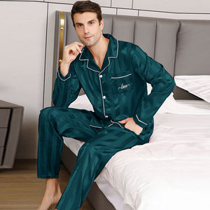 Conjunto de Pijama de Satén Informal para Hombre, Ropa de Dormir de Manga Larga y Pantalones, Ropa de Estar para el Verano, KJ2047 - Product Image 4