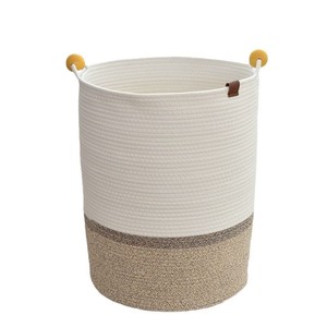 Clothing Organizer Cotton Rope Storage <b>Basket</b> Round Handmade Foldable Household Storage <b>Basket</b> For Toys And Clothes - Product Image 5